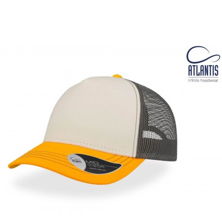 Καπέλο πεντάφυλλο (Atl Rapper Canvas) λευκό-γκρι-κίτρινο